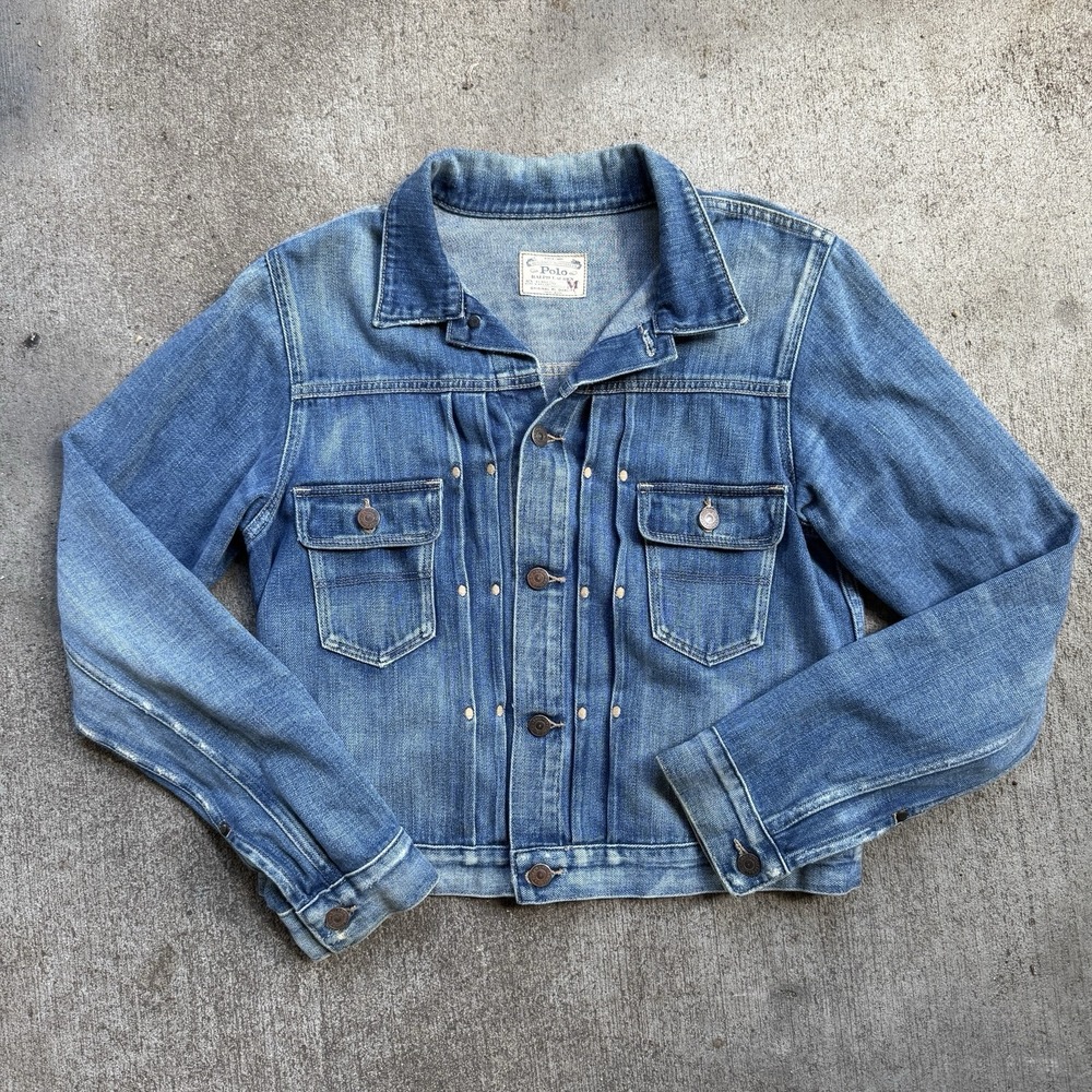 Vintage Polo Ralph Lauren Denim Jacket Medium Pleated 11MJ Style